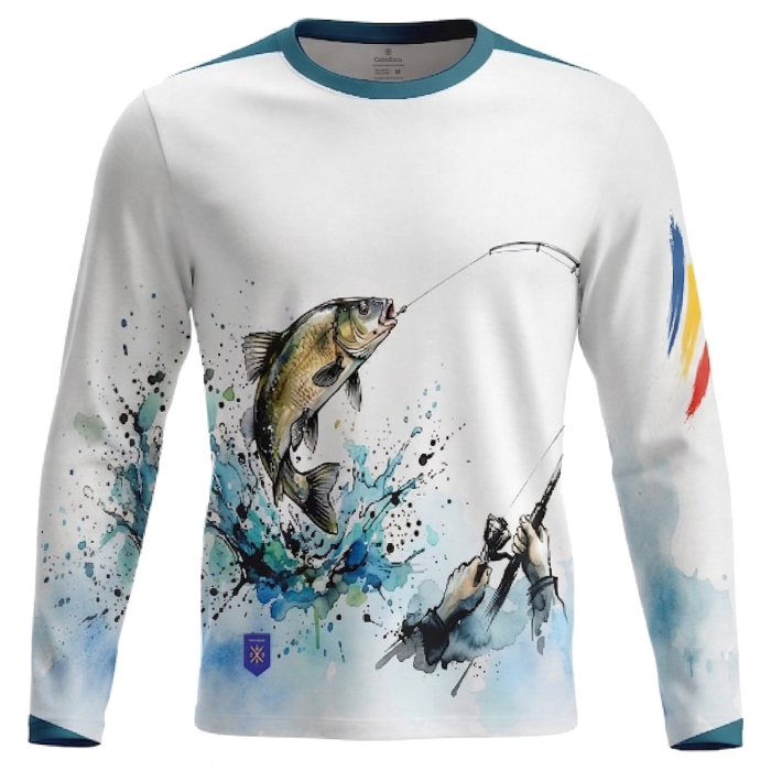 Tricou pescar România, cu mânecă lungă, material tehnic sport, full print CS67 [1]