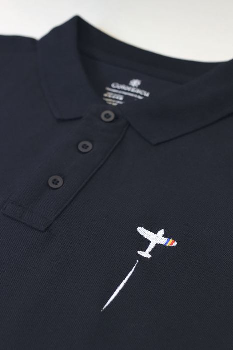 Tricou polo Avion România, broderie, densitate mare, culoare bleumarin, CRP99 [2]