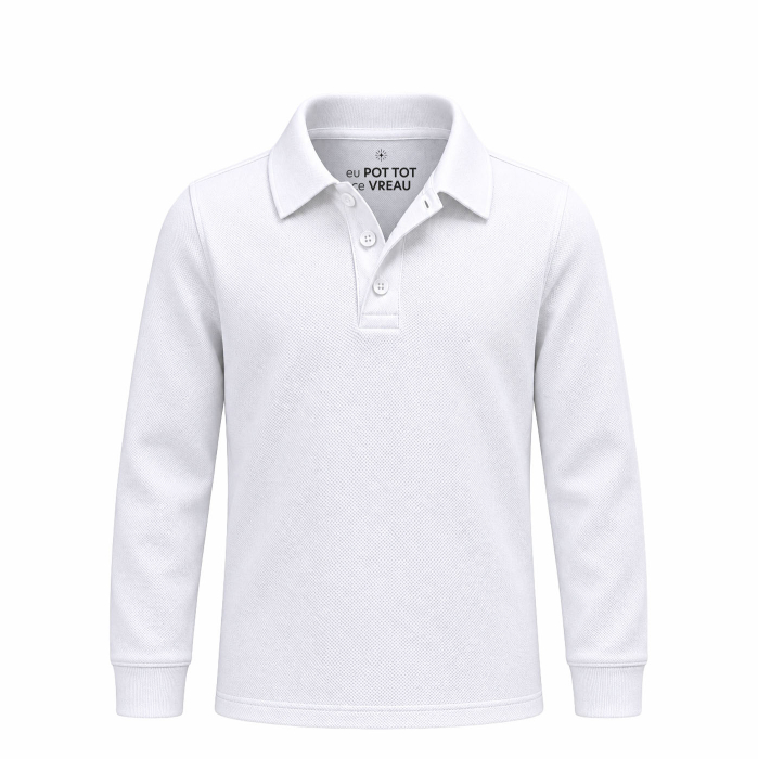 Tricou polo, mâneca lungă, mesaj secret ''Eu Pot'', copii, culoare albă CT93 [1]