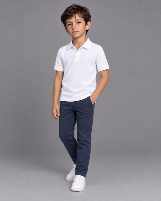 Tricou polo copii, mesaj secret ''Eu Pot'', culoare albă CT90 [4]