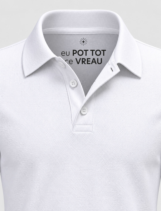 Tricou polo copii, mesaj secret ''Eu Pot'', culoare albă CT90 [1]