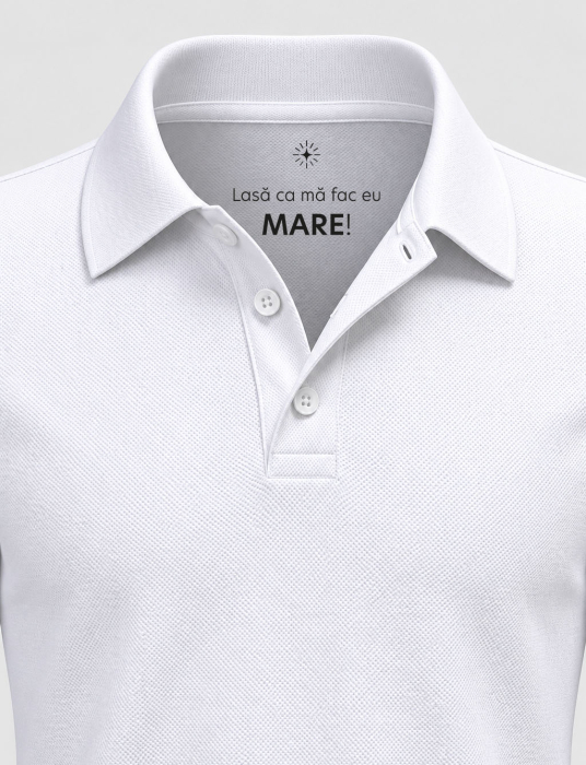 Tricou polo, copii, mesaj secret ''Mă fac eu mare'', culoare albă CT91 [1]