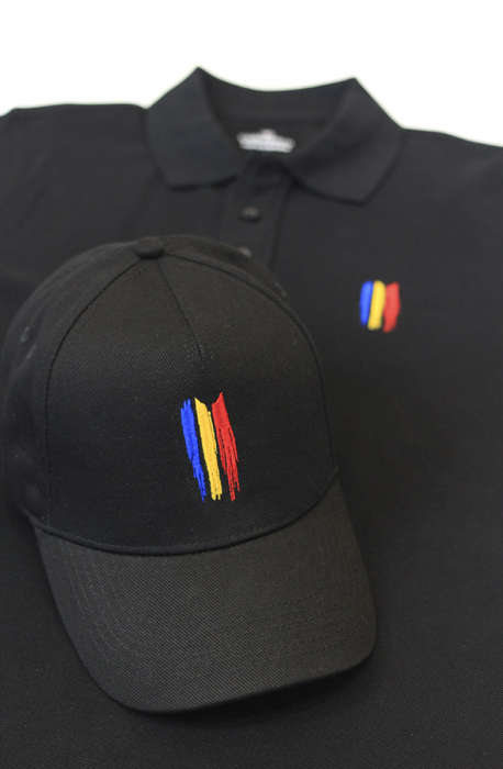 Tricou polo Tricolor, broderie, densitate mare, bărbat, culoare neagră, CRP111 [3]