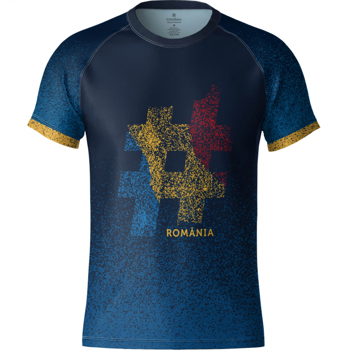 Tricou #România CS09, material tehnic sport, culoare bleumarin [1]
