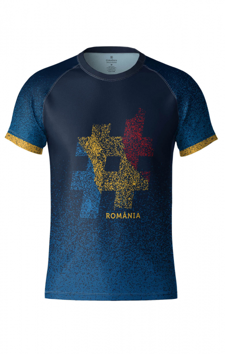 Tricou #România, material tehnic sport, culoare bleumarin, CS09 [7]