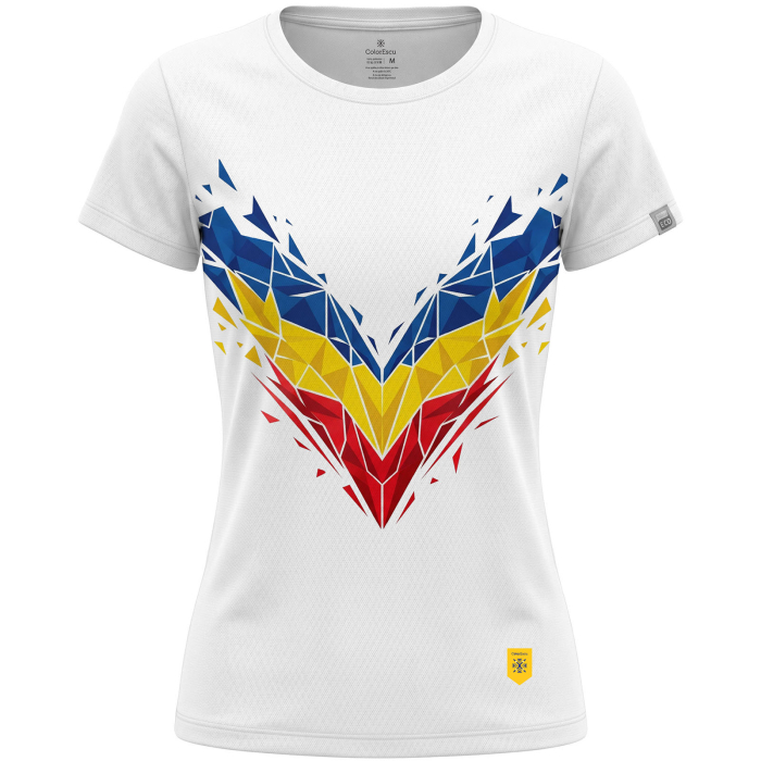 Tricou România, material tehnic sport, damă, culoare albă CS73 [1]