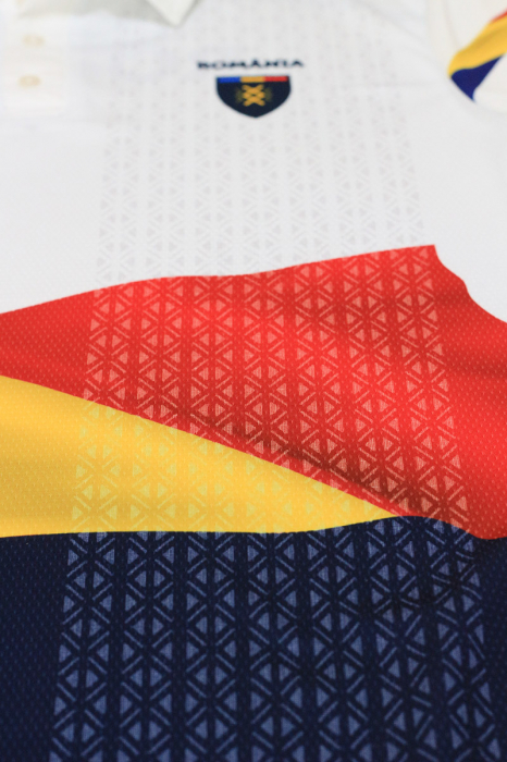 Tricou România Simbol Tricolor, material tehnic sport,polo, bărbat, culoare albă, CS30 [4]