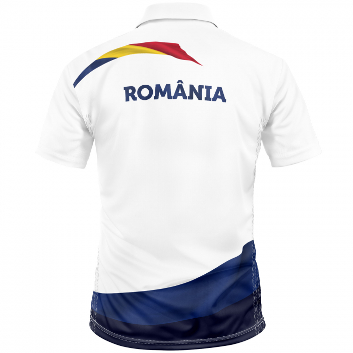 Tricou România Simbol Tricolor, material tehnic sport,polo, bărbat, culoare albă, CS30 [2]