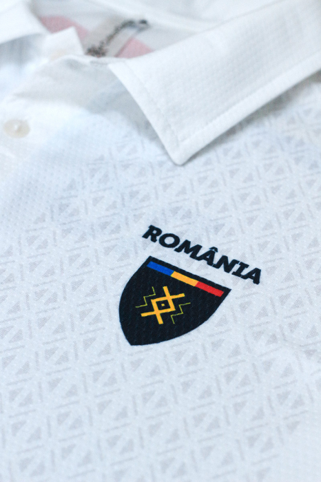 Tricou România Simbol Tricolor, material tehnic sport,polo, bărbat, culoare albă, CS30 [3]