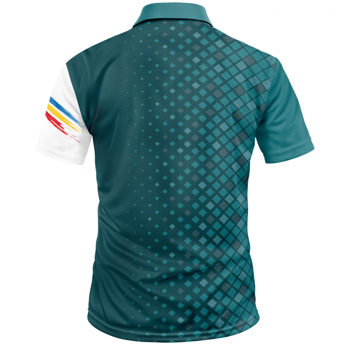 Tricou Simbol Tenis România, material tehnic sport, polo, bărbat, culoare turcoaz, CS39 [2]