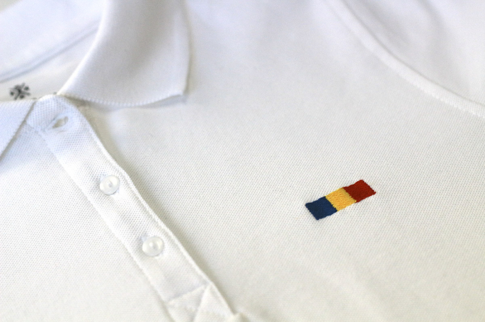 Tricou Tricolor Polo, broderie, damă, culoare albă [3]
