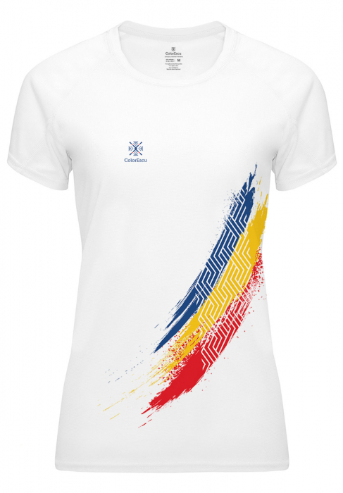 Tricou Tricolor România, material tehnic sport, damă, culoare albă, CS20 [2]