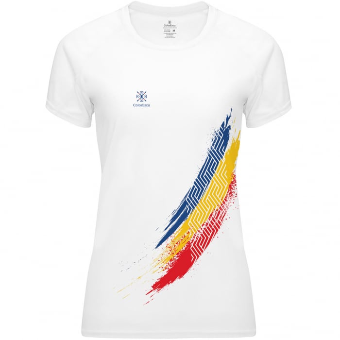 Tricou Tricolor România, material tehnic sport, damă, culoare albă, CS20 [1]