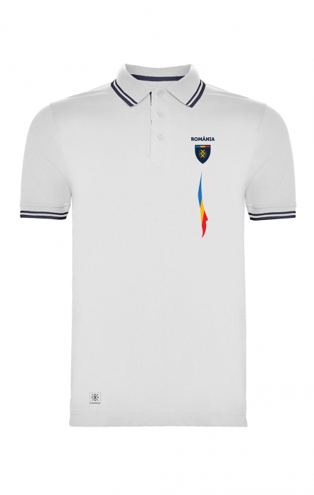 Tricou Tricolor România polo, bumbac, culoare albă [5]