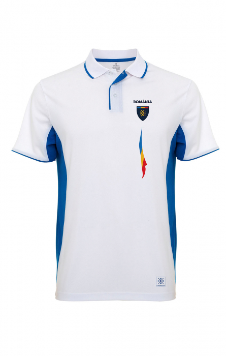 Tricou Tricolor România, polo, material tehnic sport, bărbat, culoare albă [5]