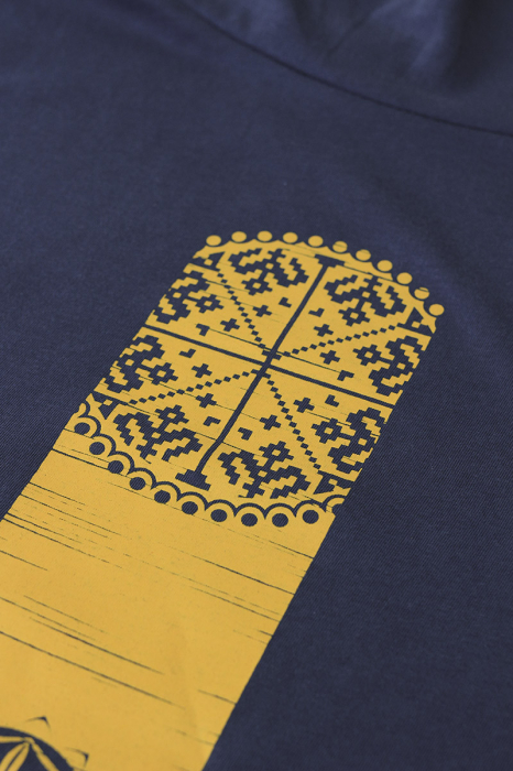 Tricou Vremuri Noi, guler înalt, unisex, culoare denim, CRP112 [3]