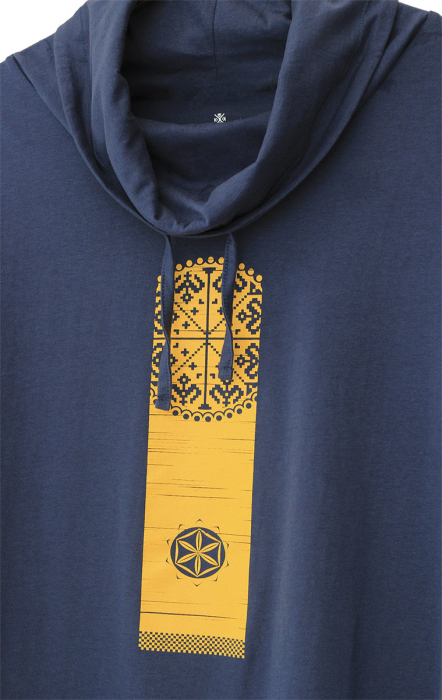 Tricou Vremuri Noi, guler înalt, unisex, culoare denim, CRP112 [2]