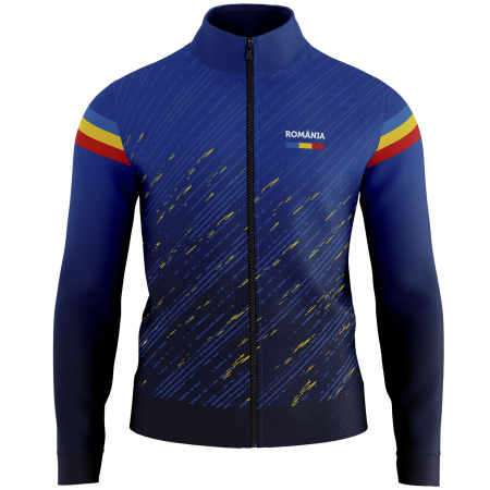 Bluze si hanorace bărbați - Bluză de trening, România, material tehnic sport, bleumarin, tricolor CS64