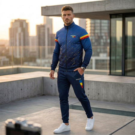 Bluză de trening, România, material tehnic sport, bleumarin, tricolor CS64 [2]