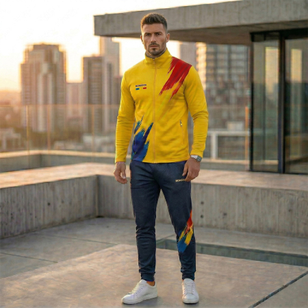 Bluză de trening, România, material tehnic sport, culoare galbenă, tricolor,  CS66 [2]