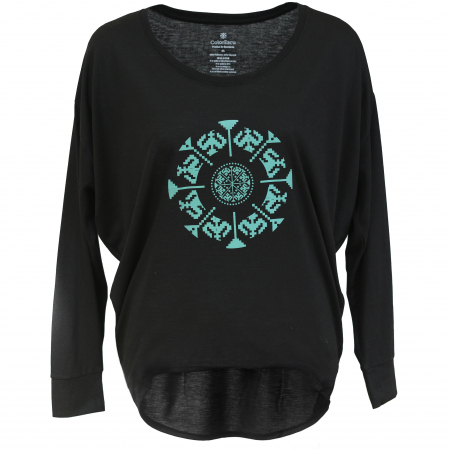 Bluze si hanorace damă - Bluza Simbol Tradițional, damă, material subțire, culoare neagră, CIR130