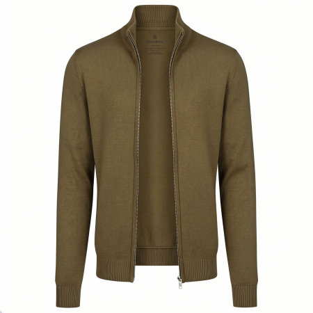Cardigan cu fermoar, bărbat, culoare kaki, CH33 [1]