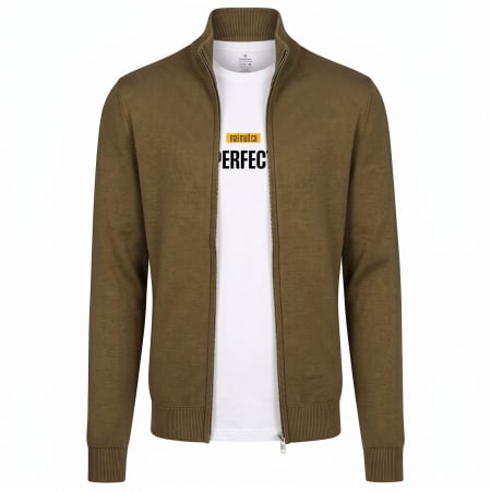 Bluze si hanorace bărbați - Cardigan cu fermoar, bărbat, culoare kaki, CH33