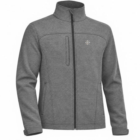 Simboluri tradiționale reinterpretate - Geacă softshell Simbol ColorEscu, broderie, culoare gri melanj CH35