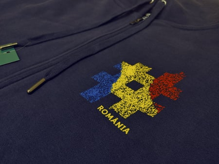 Hanorac #România, fermoar, bărbat, culoare bleumarin [1]