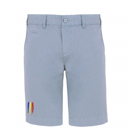 Pantaloni - Pantaloni scurți casual Tricolor, broderie, culoare bleu, CA93
