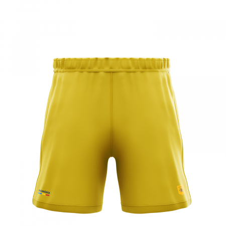 Îmbrăcăminte România - Pantaloni scurți Simbol România, copii, material tehnic sport, culoare galbenă CS56