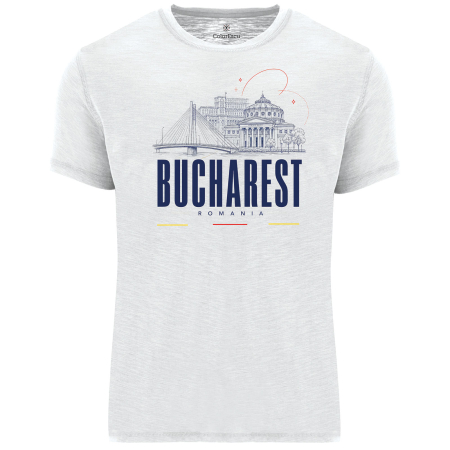 Tricouri bărbați - Tricou Bucharest, bărbat, culoare albă CRP123