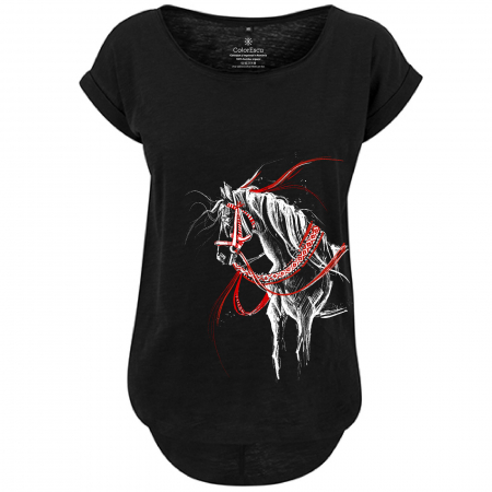 Tricouri de poveste - Tricou Calul fermecat, damă, culoare neagră, CP43