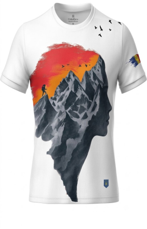 Tricouri damă - Tricou de trekking munte, "Pe culmi" material tehnic sport, damă, culoare albă CS74