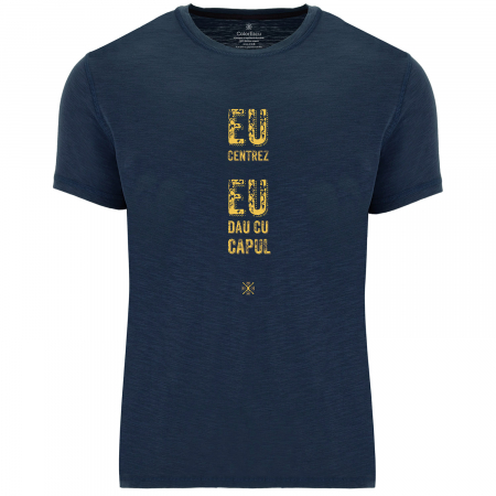Tricouri bărbați - Tricou Eu centrez, eu dau cu capul, bărbat, culoare bleumarin, CT57