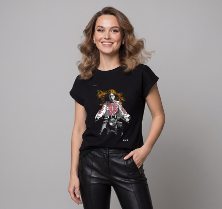 Tricou FantezIE pe motor, damă, culoare neagră CIR157 [2]