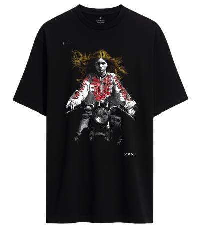Tricouri damă - Tricou FantezIE pe motor, unisex, culoare neagră CIR151