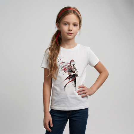 Tricou Fata cu maci, copii, culoare alba, CIR145 [2]