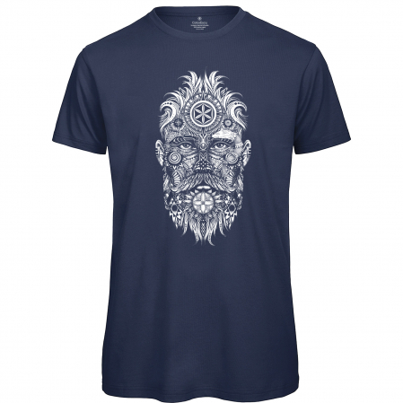 Haine dacice - Tricou Fată Tatuată simboluri, bărbat, culoare denim, CDAC106