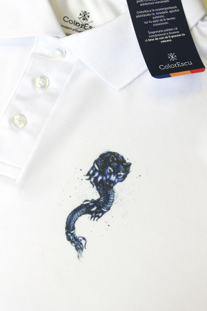 Tricou Lup Dacic, material tehnic sport, polo, barbat, culoare albă CS53 [0]