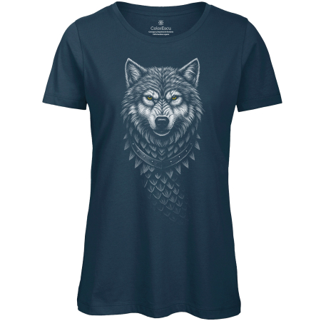 Haine dacice - Tricou Lup, damă, culoare verde marin, CDAC122