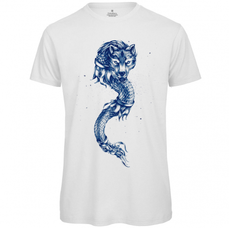 Tricouri bărbați - Tricou Lupul Dacic, bărbat, culoare albă, CDAC104