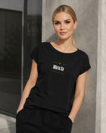 Tricouri damă - Tricou Măria Sa, damă, culoare neagră CT87