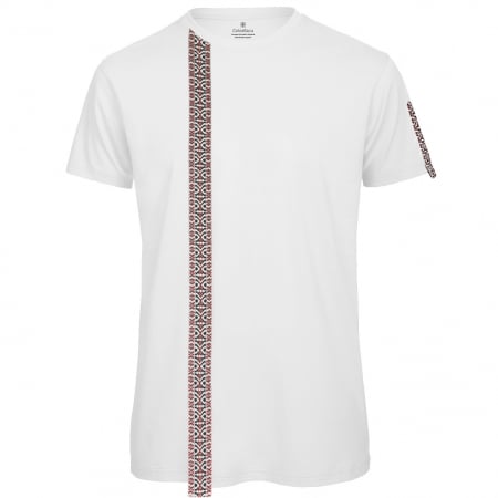 Tricouri cu motive tradiționale - Tricou Motive Țesute, bărbat, culoare albă CRP118