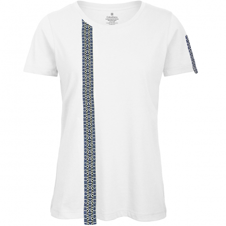 Tricouri cu motive tradiționale - Tricou Motive Țesute, damă, culoare albă CIR147