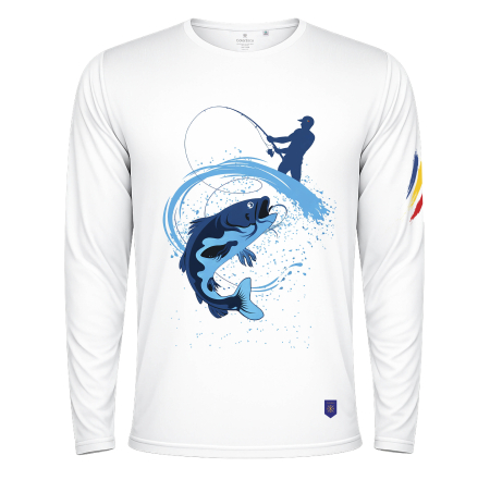 Tricouri bărbați - Tricou pescar România, cu mânecă lungă, material tehnic sport - CS62