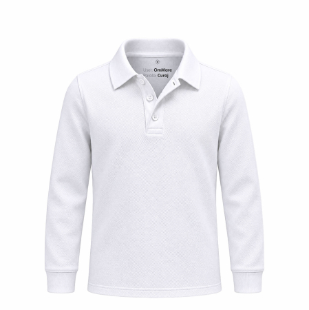Tricouri polo - Tricou polo, mâneca lungă, mesaj secret ''Curaj'', copii, culoare albă CT92