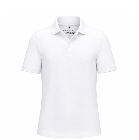 Tricouri polo - Tricou polo, mesaj secret ''Eu Pot'', copii, culoare albă CT90