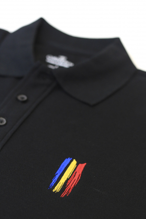 Tricou polo Tricolor, broderie, densitate mare, bărbat, culoare neagră, CRP111 [2]