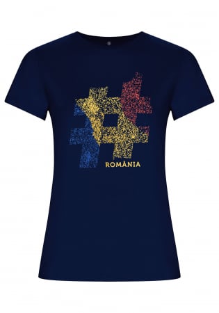 Tricou #România, damă, culoare bleumarin [3]